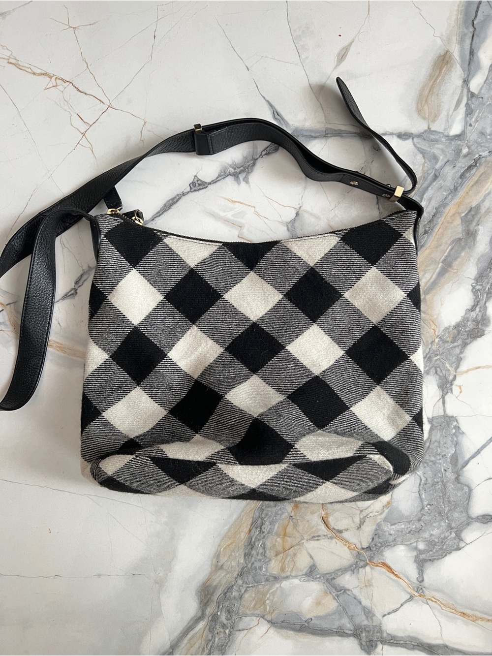 TALBOTS Buffalo Plaid Wool Hobo Crossbody Bag